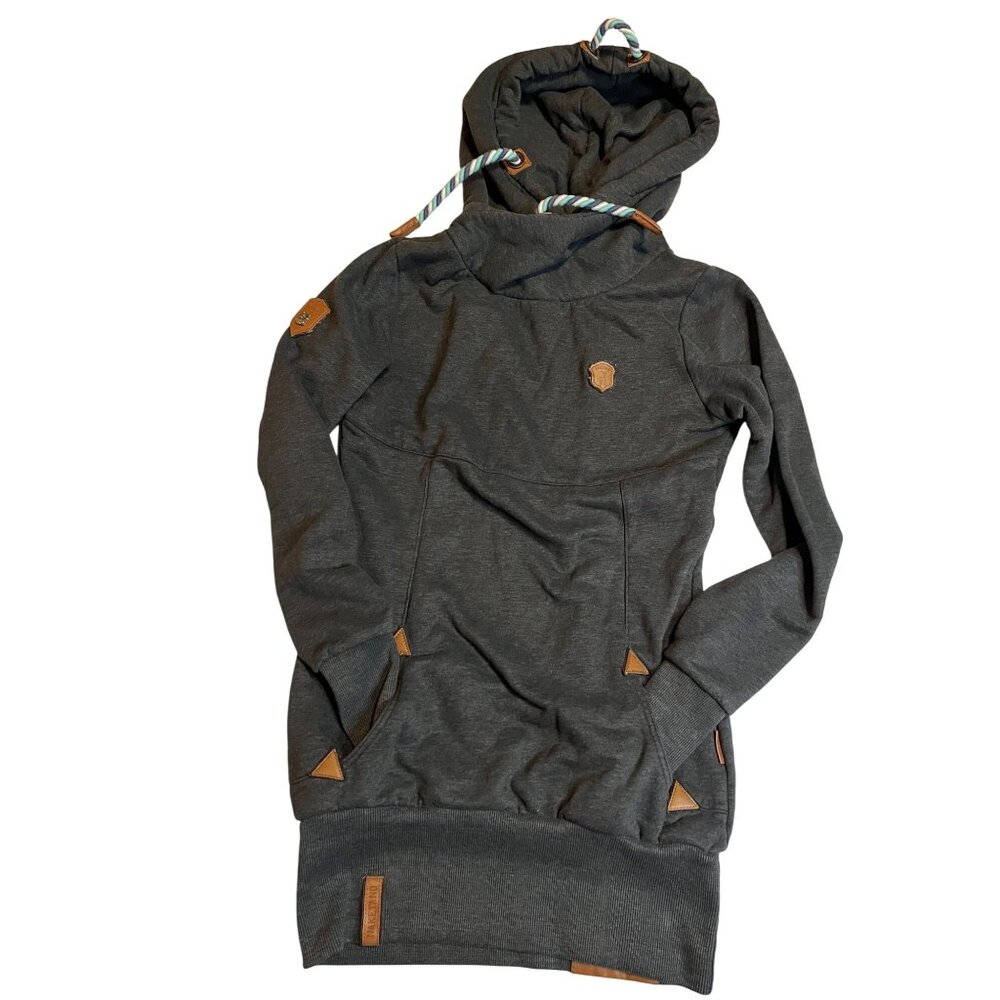 Naketano Gray Hoodie with Brown Accents